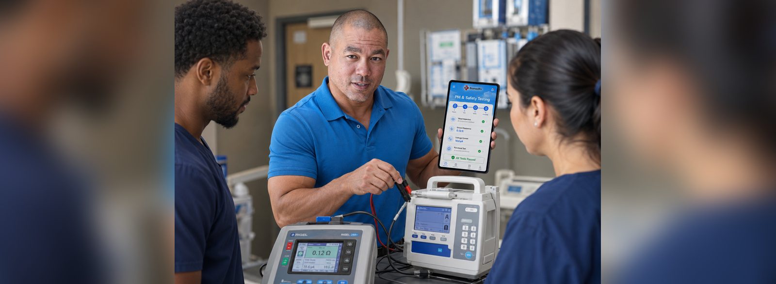 Infusion pump electrical safety testing | BiomedRx App Electrical safety testing on an infusion pump captured automatically in the BiomedRx App