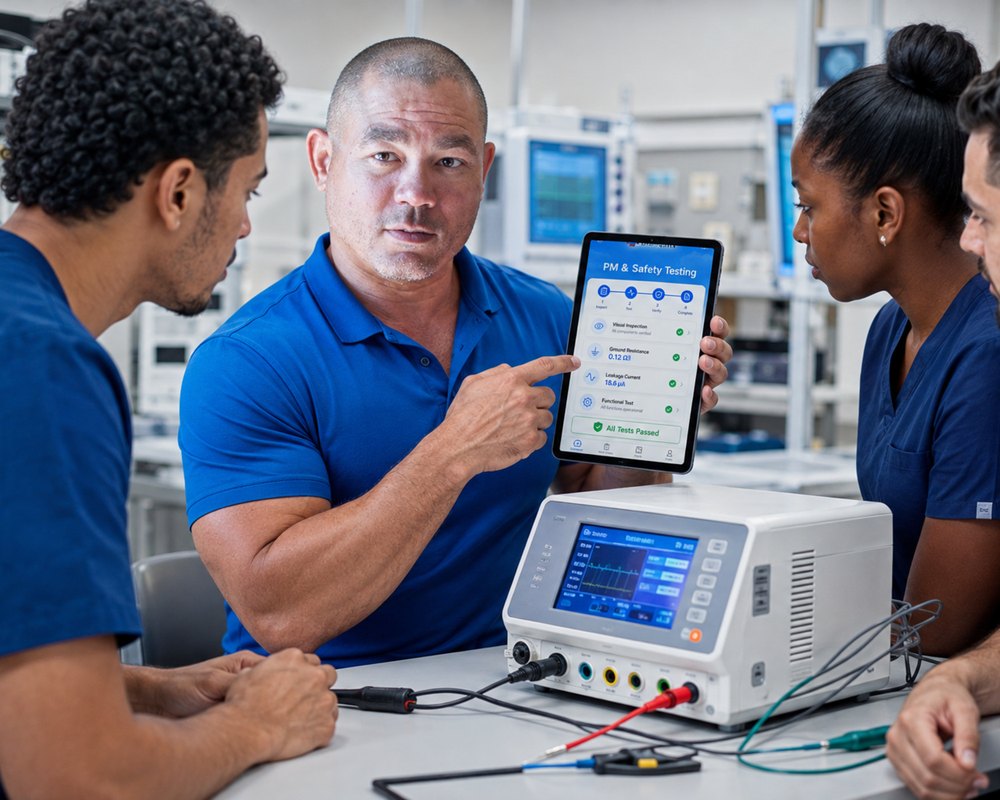 Electrosurgical unit PM and safety testing | BiomedRx App Electrosurgical unit preventive maintenance and safety testing logged in the BiomedRx App
